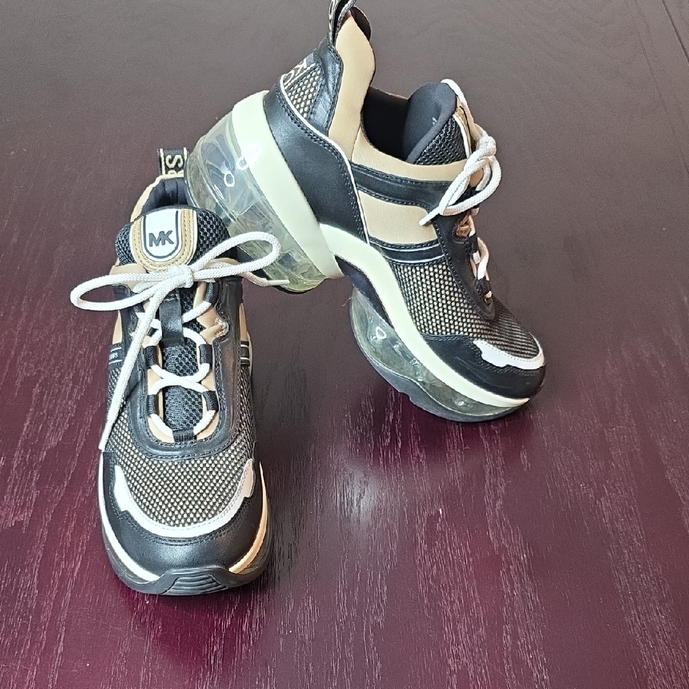 Michael Kors Black and Cream Chunky Platform Sneakers